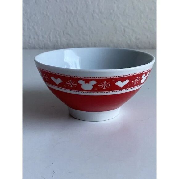 Set Of 2 Disney Mickey And Minnie Mouse Christmas Ceramic Cereal Ramen Bowl NEW - Picture 5 of 11